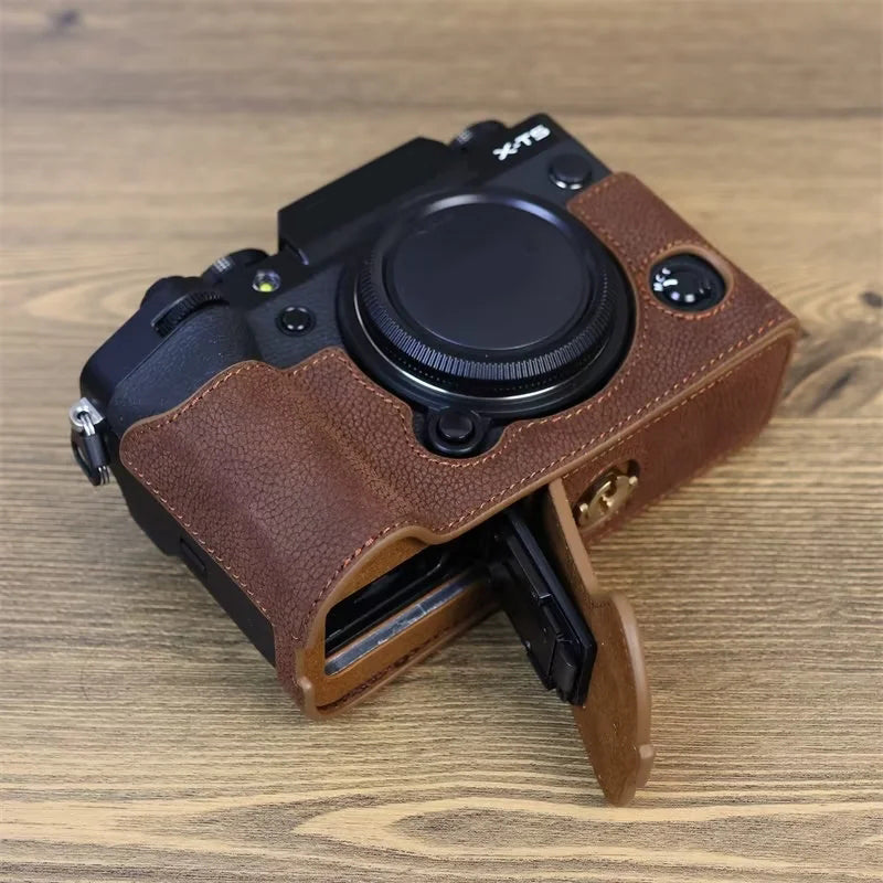 For Fujifilm X-T5 Genuine Leather Camera Case Battery Opening Design Protective Cover For Fujifilm X-T5 Genuine Leather Camera Case Battery Opening Design Protective Cover